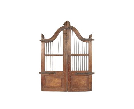 PAIR OF CONTINENTAL, PROBABLY FRENCH OR ITALIAN CHANCEL GATES, 18th century, each gate with an openwork frame holding metal r