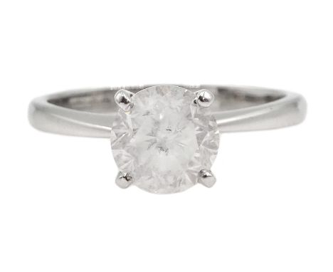 Platinum single stone diamond ring hallmarked, diamond approx 1.20 carat - Condition Report Approx 4gm, size K-L, colour appr