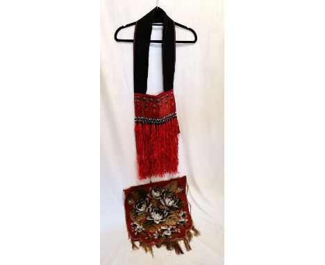 Ethnic bag t/w victorian beadwork panel. 