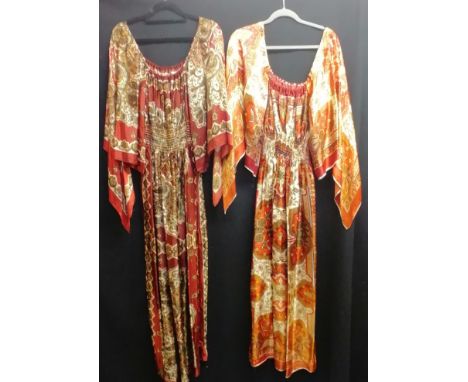 Two scarf gypsy dresses with elasticated waist, both medium size, no obvious damage 