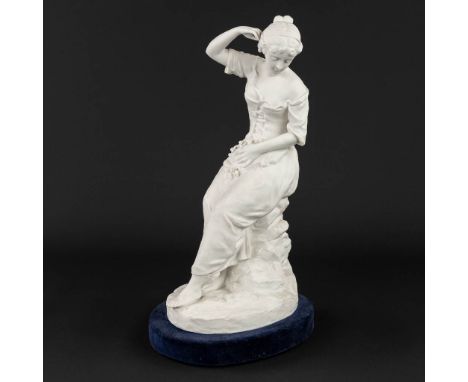 Charles Octave LEVY (1820-1899) 'Figurine of a lady' bisque porcelain. Signed CH Levy. Dimensions: (L: 19 x W: 14 x H: 35,5 c