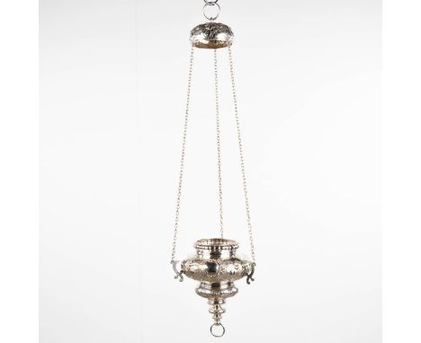 An antique 'Eternal Light', made of silver, Amsterdam, The Netherlands. 18th century. With date letter T (1753), makers mark 