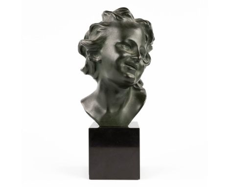 Jean-Baptiste CARPEAUX (1827-1875) ' Young Lady' a bronze buste. Mounted on a Belgian black marble base. Dimensions: (H: 31 c