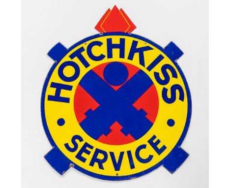 Hotchkiss Service emaillerie Alsacience Strasbourg - Hoenheim, a double sided enamel plate. Dimensions: (W: 77 x H: 93 cm)