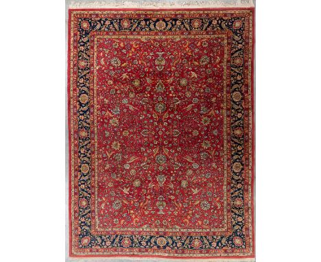 An Oriental hand-made carpet, Sarough. Dimensions: (L: 400 x W: 300 cm)