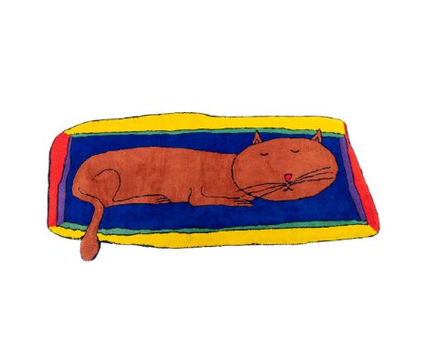 Vera VERMEERSCH (XX-XXI) 'Cat' a 100% wool carpet. Dimensions: (L: 90 x W: 190 cm)