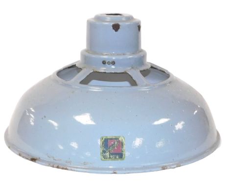 A mid-century grey enamel industrial ceiling light, 45cm wide.