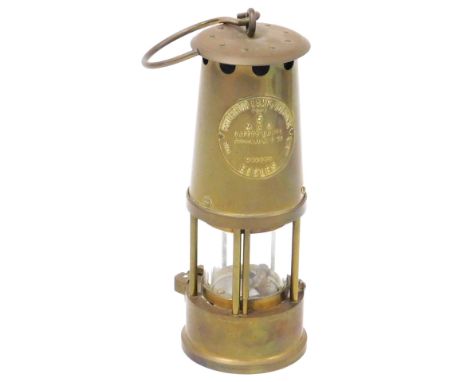 A Protector Lamp and Lighting Company Limited brass miner's safety lamp, approval no. B/28, type 6, 24.5cm high.