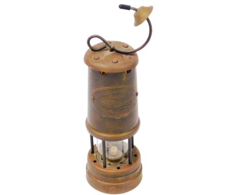 A British Coal Mining Company brass miners lamp, Aberaman Colliery, serial number 90688, 24cm high.