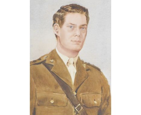 Rod Munro (British late 20thC) An army Captain. Half length portrait, watercolour, signed, dated '88, 40cm x 29cm.