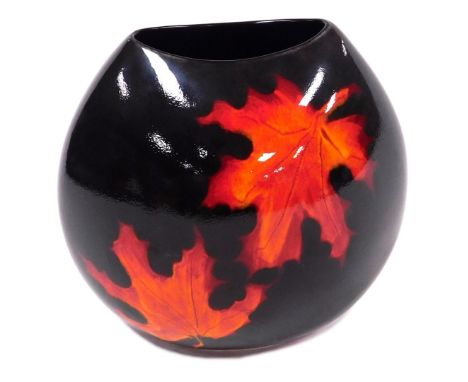 A Poole Pottery Autumn Leaves pattern pottery vase, of ovoid form, raised marks, 25.5cm high.