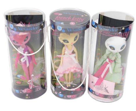 Three Madame Alexander French Kitty dolls, modelled as Muycliente Leticia, Pair-a-dice and Ooh-la-la, cased.