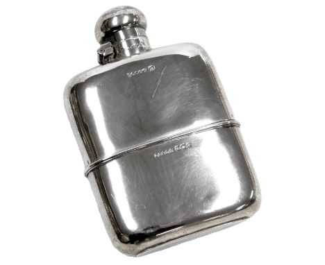 A Victorian silver hip flask, of plain form, with a hinged screw lid, G &amp; J W Hawksley, Sheffield 1898, 5.96oz.