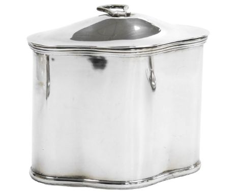 A George V silver tea caddy, of serpentine form, with a gilt interior, Birmingham 1910, 5.18oz.