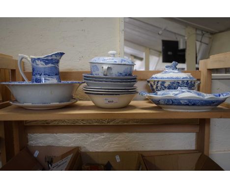 Quantity of assorted blue and white china to include Spode Italian