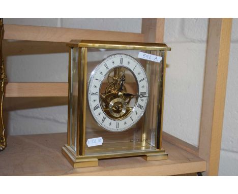 The London Clock Company brass and glass case mantel clock