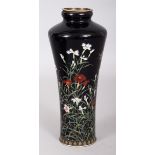 A FINE QUALITY SIGNED JAPANESE MEIJI PERIOD GOLD & SILVER-WIRE CLOISONNE VASE BY HAYASHI KODENJI, of