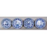 ANOTHER GROUP OF FOUR 19TH CENTURY CHINESE KANGXI STYLE PORCELAIN SAUCERS, the largest 5.5in