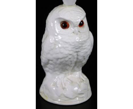 A Poole Pottery lamp figure of an owl, with plastic fitting, marked beneath, 28cm H.