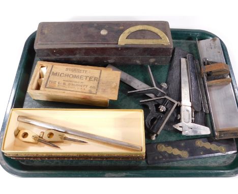 Various drawing instruments, set square, 10cm W, micrometer, various other scientific instruments, caliper, etc.  (a quantity