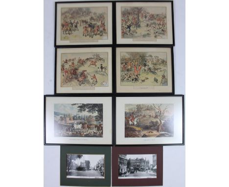 After Thompson.  Hunting prints to include A Tally-Ho Idyll Gone Away, coloured prints, 24cm x 33cm, other prints Elling Broa