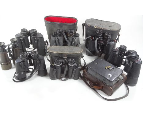 Various binoculars, field binoculars, early 20thC and other, Kodak camera equipment, early 20thC field binoculars, 16cm H, et