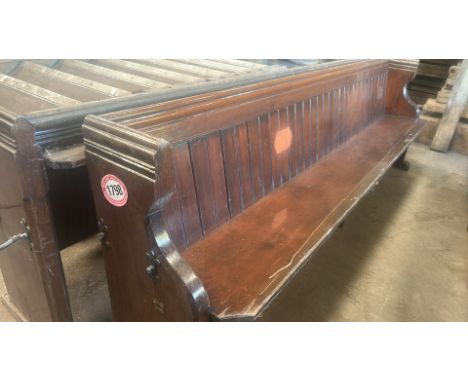 Church pew, 274cm L x 89cm H x 50cm D