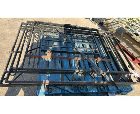 X3 Cast-iron gates and railing, gates measure approx 110cm H x 153cm W, railing measures approx 74cm H x 110cm W