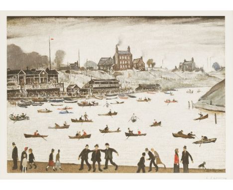 *After L S Lowry (British, 1887-1976)CRIME LAKEOffset lithograph printed in colours, 1972, signed in pencil, from the edition