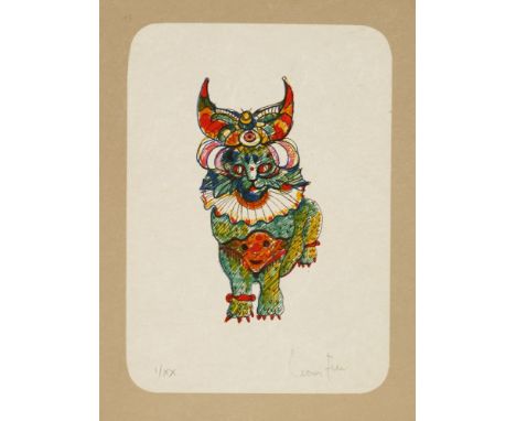 Leonor Fini (Argentinian, 1908-1996)GREEN CAT WITH RED HORNSLithograph printed in colours, 1973, signed and numbered I/XX (1/