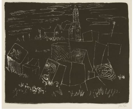 *John Piper (British, 1903-1992)EASTON, PORTLAND, DORSET: ST GEORGE REFORNE, AN 18TH CENTURY CHURCH AMONG THE QUARRIES (LEVIN