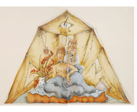 *Anthony Green (British, b.1939)THE TENTLithograph printed in colours over two sheets, 1988, signed, dated and numbered 13/75