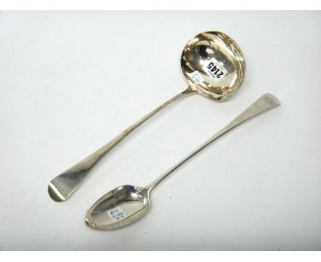 Silver, comprising; an Old English pattern soup ladle, London 1806 and an Old English pattern basting spoon, London 1787, com