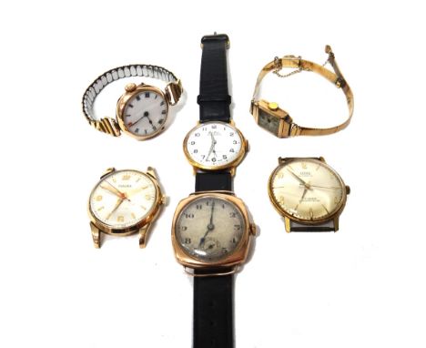 A gentleman's 9ct gold, circular cased Majex wristwatch, with a jewelled Swiss movement, the signed silvered dial with gilt A