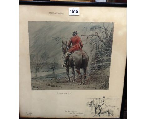 'Snaffles' (Charles Johnson Payne 1884 - 1967), Foxcatchers, colour print, signed in pencil, 39cm x 36cm. DDS