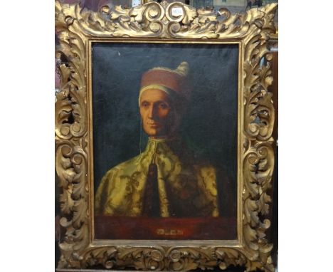 E. S. Nevinson, after Giovanni Bellini, Portrait of Doge Leonardo Loredan, oil on canvas, inscribed and dated 1887 on label v