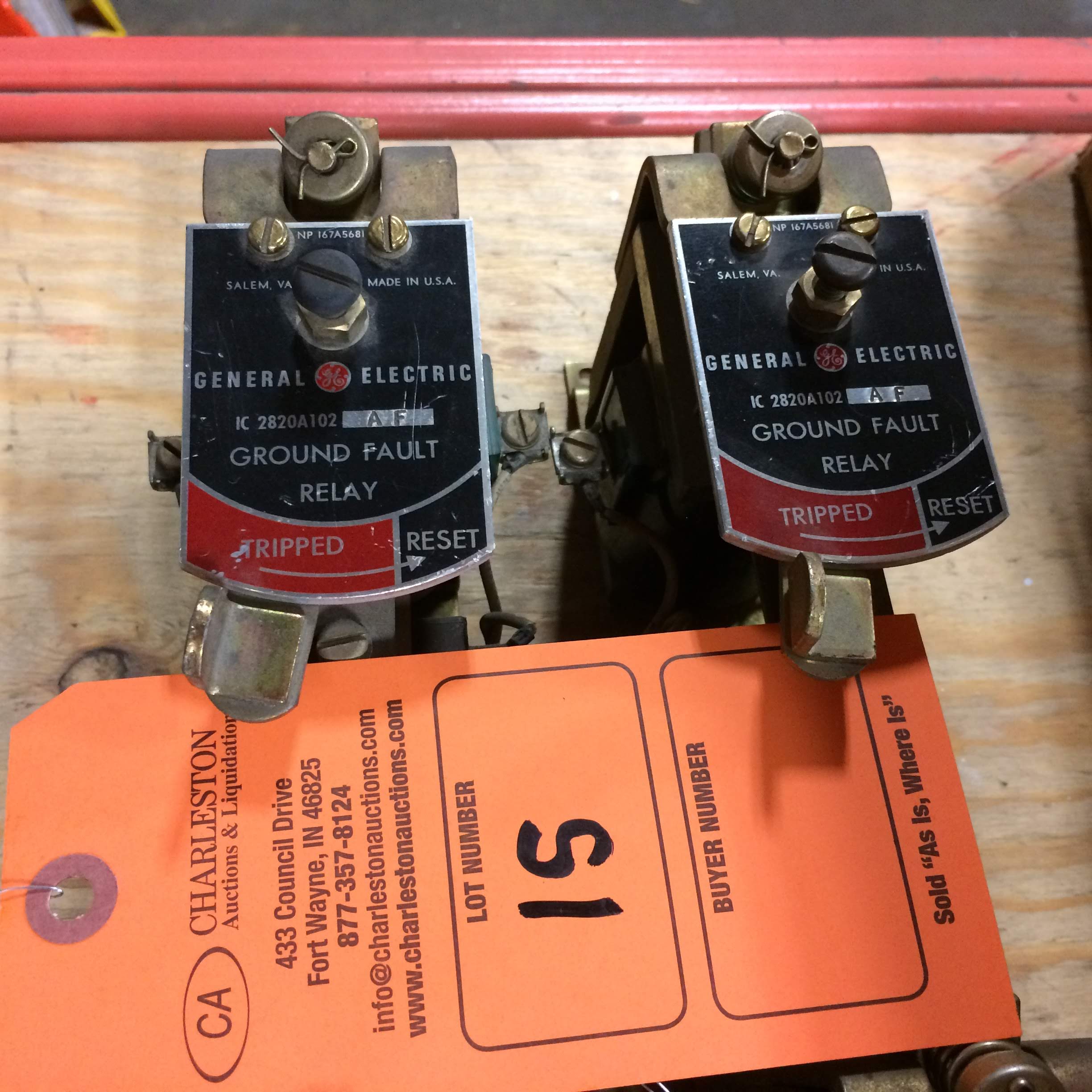 (2) IC2820A102AF GE GROUND FAULT RELAY USED. Pickup your lot(s) for