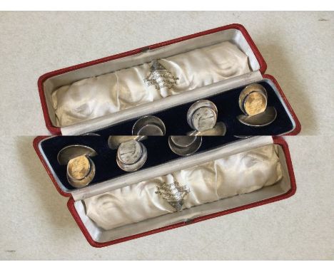 EDINBURGH: A cased set of four Scottish silver menu holders. 1930. By Hamilton &amp; Inches. Approx. 110 grams. Est. £250 - £
