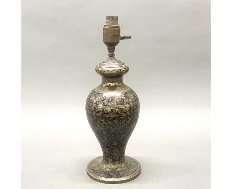 An Indian brass table lamp base, H. 35cm.
