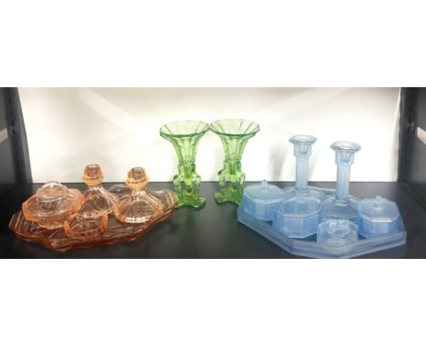 A group of Art Deco glassware.