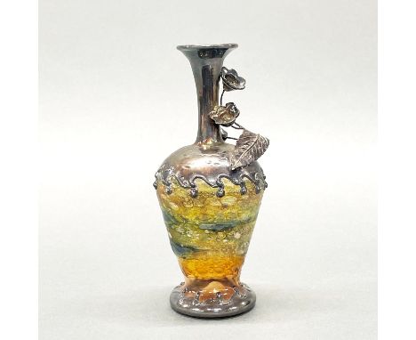 A fine silver mounted blown glass vase, H. 17cm.