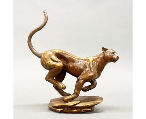 A bronze figure of a running panther, H. 27cm.