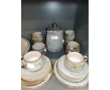 A salt glazed tea service by Brighton or similar 