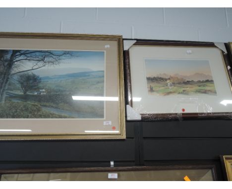 Two prints, rural landscape after K Melling and a View in the south of France by HRH the Prince of Wales