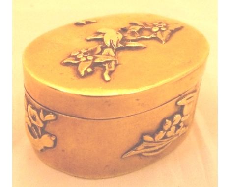 Japanese brass snuff / trinket box 