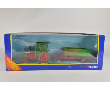 Corgi 1/48? David Brown Tractor (green) with trailer Set. M in Box.