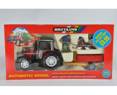Britains 1/32 Massey Ferguson 6180 and Trailer Super Value Set. M in Box.