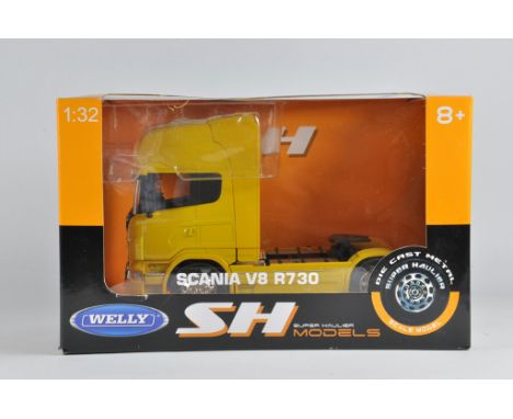 Welly 1/32 Scania V8 R730 Truck Tractor Unit. Yellow. M in Box.