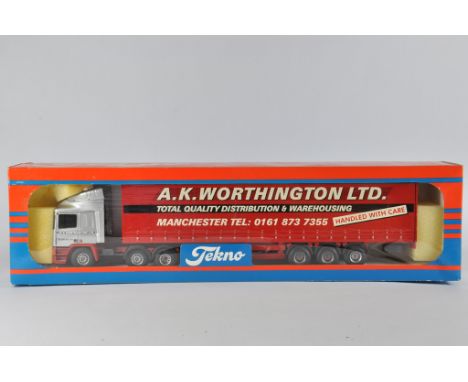 Tekno 1/50 Diecast Commercial Truck and Trailer. A K Worthington. M in Box.