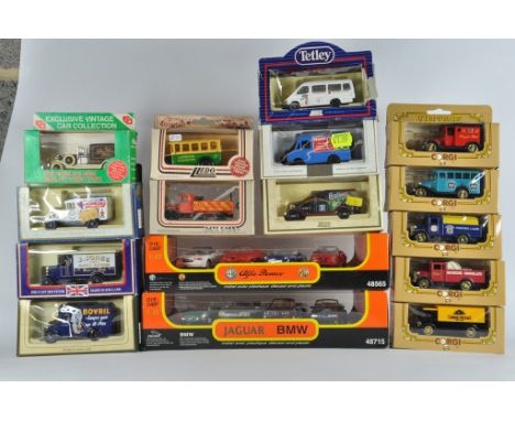 Various diecast vehicles including two sports car sets including Corgi, Lledo and others. M in Boxes. (16)